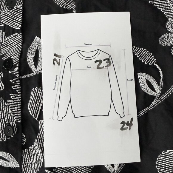 Insight Black Long-Sleeve Shirt With White Floral Embroidery Button-Down , M - Picture 6 of 6